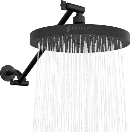 Vista 21 de SparkPod Cabezal de Ducha de Lluvia Redondo con Brazo de Extensión - Cabezal de Ducha de Altura Ajustable con Rendimiento de Alta Presión