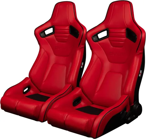 Vista 5 de Asientos de carreras Braum Serie Elite-R – Asiento tipo cubo fijo con respaldo de fibra de carbono – Tela negra y tubería roja + Montaje inferior