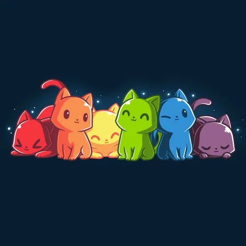 Vista 2 de TeeTurtle Camiseta relajada Rainbow Kitties para mujer, Arco iris