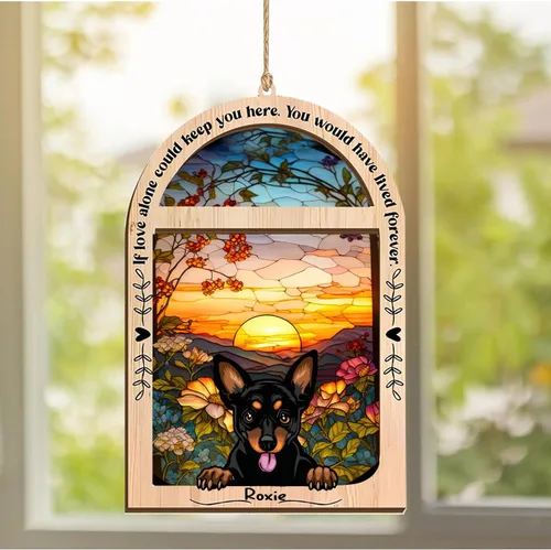 Vista 24 de LOVELYPOD Adorno de Navidad personalizado de sabueso afgano, atrapasoles con nombre, regalos de pérdida de mascotas, regalos para amantes