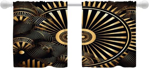 Vista 41 de Shrahala Floral Abstract Design Blackout Curtain Tiers, Minimalist Flower Illustration Kitchen Valance Light Blocking Tier Drapes with Rod Pocket, 2