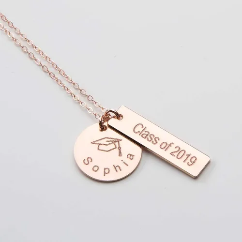 Vista 4 de Collar de graduación personalizado, regalo de graduación universitario personalizado, clase de 2023, nombre, año, escuela universitaria secundaria
