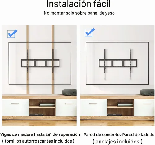 Vista 6 de Suptek - Soporte de pared fijo resistente para televisores de 43 a 100