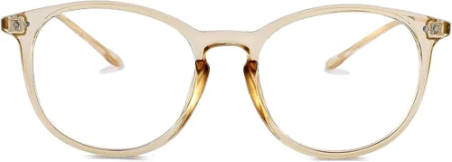 Vista 4 de Kursan Lentes falsos de lente transparente sin receta para mujeres y hombres, lentes redondos retro con marco de metal