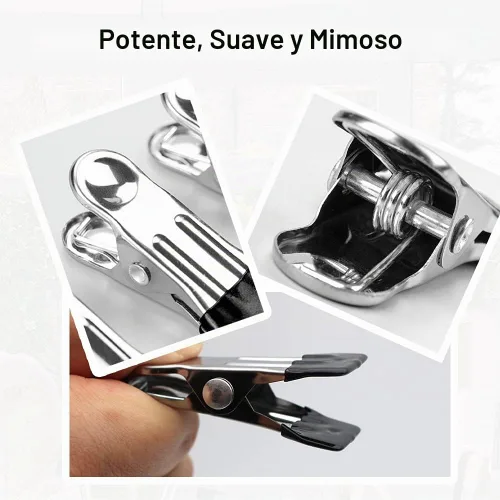 Vista 3 de 10 pines de ropa pequeños, clips de agarre de lavandería de acero inoxidable