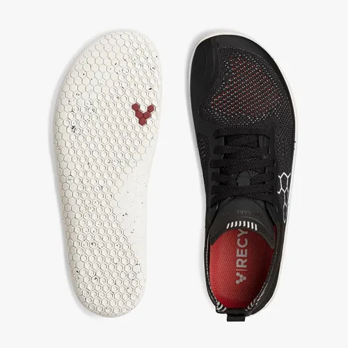Vista 2 de Vivobarefoot Geo Racer Knit, tenis veganos ultraligeros para hombre con suela descalza, Obsidiana
