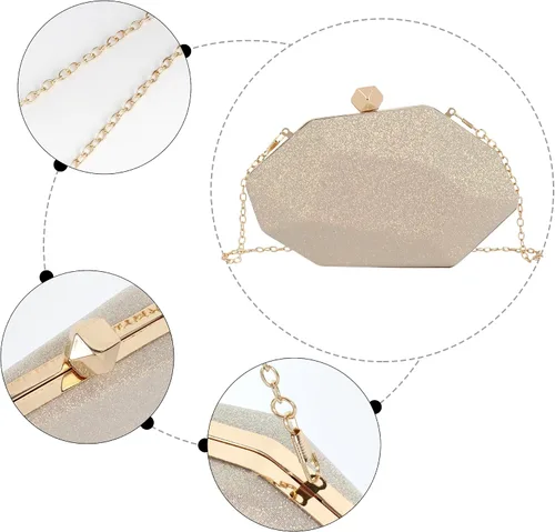 Vista 4 de Bolso de noche de concha de mar para mujer, bolso de hombro con correa de cadena de sirena, bolso de mano