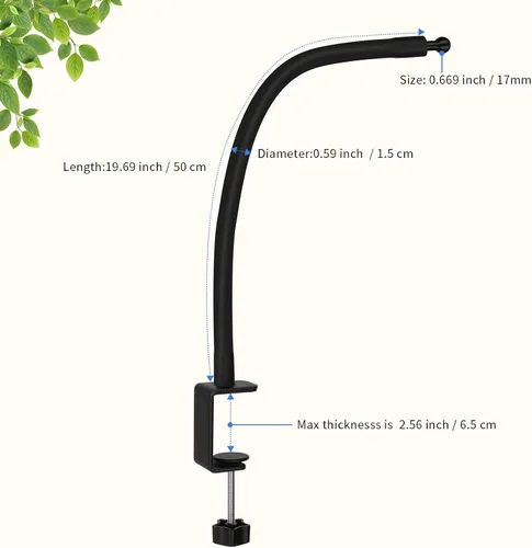 Vista 4 de Soporte para iPad de cuello de cisne, soporte de abrazadera para tableta, escritorio, mesa, cama, silla, atril, brazo ajustable de 360° para cocina