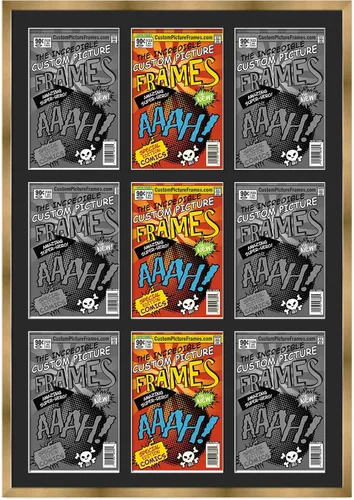 Vista 63 de Marco de cómic negro con alfombrilla negra para cómics de la Edad Dorada