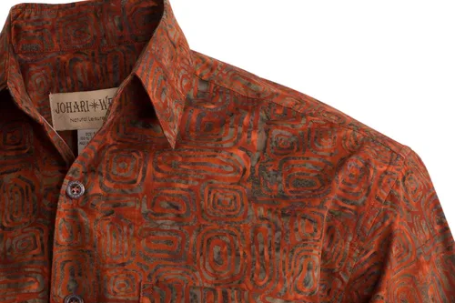 Vista 2 de Johari West Ripple Rosso - Camisa de algodón hawaiano tropical para hombre