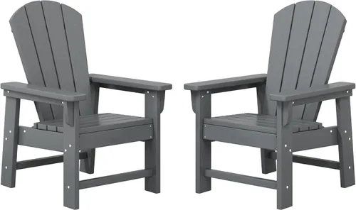 Vista 21 de WestinTrends Malibu Kids - Silla de patio de plástico HDPE Adirondack para exteriores, color negro