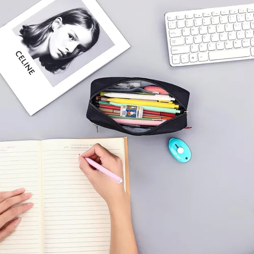 Vista 7 de FUXINGYAO Estuche grande para lápices y bolígrafos de gran capacidad para oficina, bolsa de almacenamiento simple, estuche de papelería para adultos