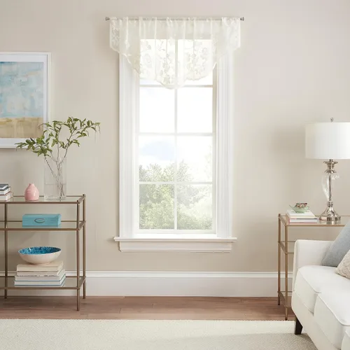 Vista 11 de Waverly Sherry Cortina de encaje ligera y elegante con bolsillo para varilla, cortina de ventana floral para sala de estar (1 panel), 54 x 63