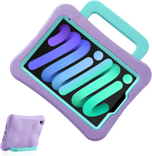 Vista 18 de Funda para Niños para iPad mini 7 (A17 Pro) 2024/iPad Mini6 2021, Peso Ligero Resistente/A Prueba de Golpes/A Prueba de Caídas con Asa/Soporte