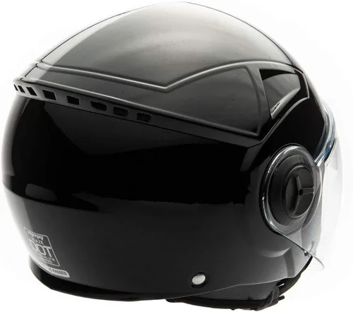 Vista 3 de Casco con cara descubierta para motocicleta Scooter, con visor DOT práctico que se puede levantar, XL, Negro (Shiny Black)
