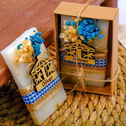 Vista 5 de Paquete de 5 decoraciones de baby shower de Happy Times Favors, regalos de baby shower, jabón mini vegano perfumado hecho a mano personalizado