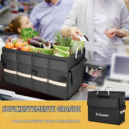 Vista 4 de K KNODEL Organizador de maletero de automóvil, organizador de automóvil con tapa, almacenamiento plegable de servicio pesado para SUV, camión