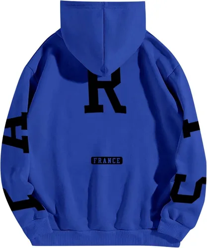 Vista 2 de BLUBUKLKUN Sudadera París con capucha para mujer, manga larga, de gran tamaño, a la moda de otoño 2023, sudadera con capucha de forro polar