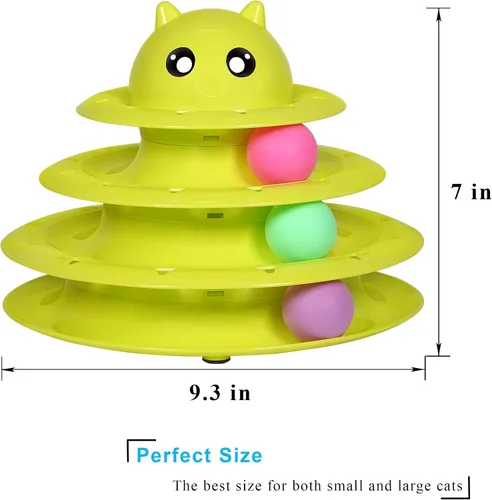Vista 2 de UPSKY Juguete Rodillo para Gatos Tornamesa de 3 Niveles Juguete para Gatos con Pelotas con Seis Pelotas Coloridas Juguetes Interactivos para Gatitos