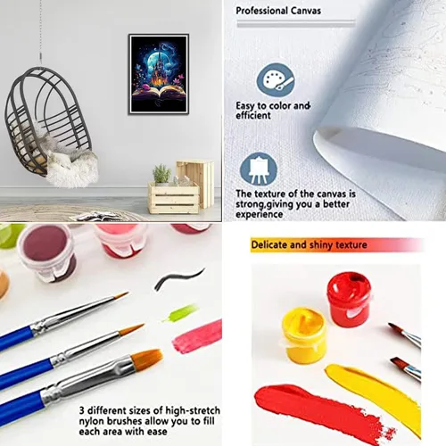 Vista 6 de PSCH Kit de pintura por números para adultos, kits de pintura por números, pintura al óleo acrílica por números para regalo, decoración de pared