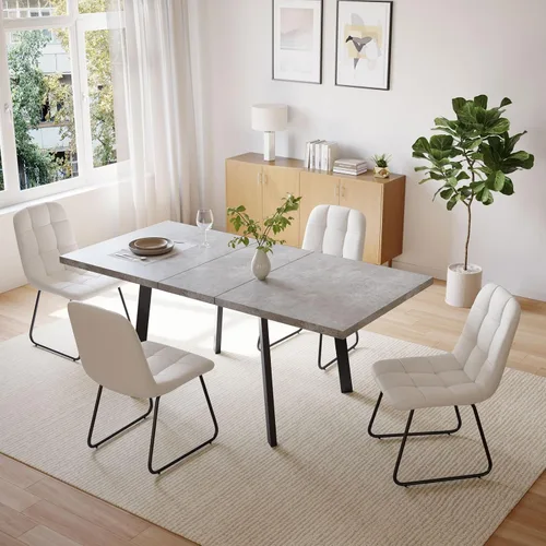 Vista 3 de Zerifevni 47.2"- 62.9" Extendable Dining Table Set of 5 Kitchen Table with 4 Dining Chairs, Modern Gray Wood Grain, Waterproof Scratchproof for