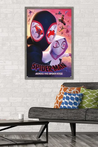 Vista 2 de Trends International Marvel Spider-Man: Across The Spider-Verse - Póster de pared de una hoja de máscaras, 22.37 x 34.00 pulgadas, versión enmarcada