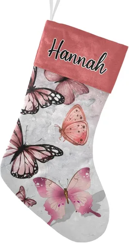 Vista 18 de Calcetines de Navidad personalizados con diseño de unicornio y flores con nombre, medias de Navidad personalizadas para decoración de fiestas