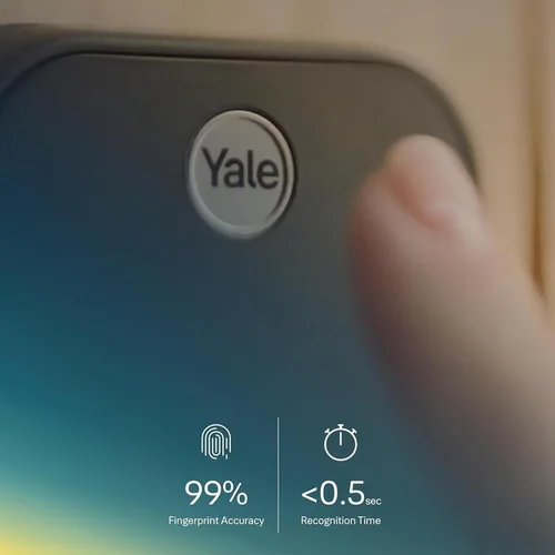 Vista 4 de Yale Assure Lock 2 Touch - Cerrojo inteligente de huellas dactilares, gamuza negra Wi-Fi (paquete de 2)