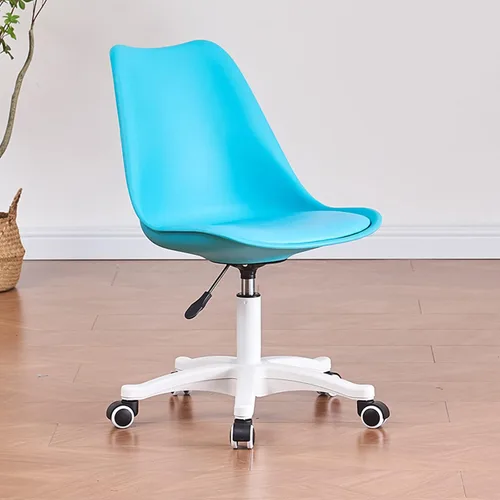 Vista 15 de Silla de escritorio transparente, silla de oficina de acrílico sin brazos con ruedas, giratoria de 360° y silla de tocador de altura ajustable