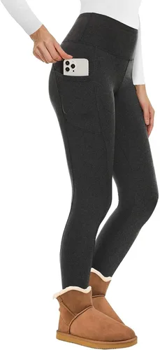 Vista 10 de NexiEpoch - Leggings de forro polar para mujer, pantalones de yoga de invierno de cintura alta, control de abdomen, suaves, térmicos, cálidos