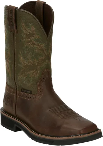 Vista 3 de Justin Botas de trabajo blancas Stampede Sq Toe para hombre