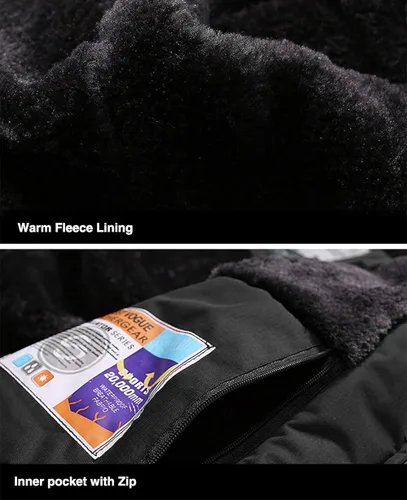 Vista 6 de MAGCOMSEN - Chaqueta de invierno para hombre impermeable abrigada con forro polar y múltiples bolsillos