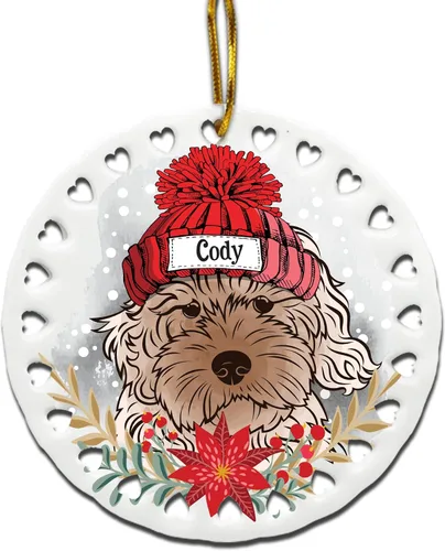 Vista 5 de BELLA BUSTA -Adorno de Navidad para perros, decoración navideña para amantes de los perros, estampado de Navidad UV