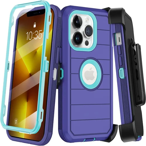 Vista 17 de KECAI Funda para iPhone 13 Mini con Protector de Pantalla Integrado, Funda con Clip para Cinturón, Resistente de Servicio Pesado a Prueba de Golpes