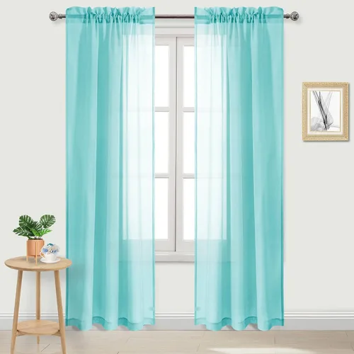 Vista 39 de DWCN Cortinas Transparentes Aqua de Voile Semitransparente con Bolsillo para Barra para Dormitorio y Sala de Estar, 36 x 36 pulgadas de Largo, Juego