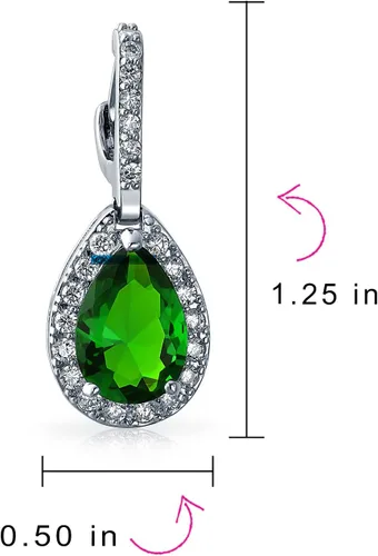 Vista 5 de Juego de joyas nupciales de 7 a 15 quilates, estilo vintage, halo de circonita cúbica AAA, circonita cúbica, aretes de gota a presión, lágrima