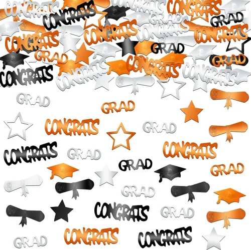 Vista 15 de KatchOn, Confeti de graduación negro brillante 2025 – Paquete de 500 Confeti de graduación 2025 decoraciones Decoraciones de graduación 2025