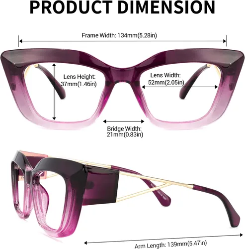 Vista 4 de Zeelool Chic Ojo de gato de gran tamaño azul luz bloqueando gafas de ordenador Gaming Eyewear para mujeres hombres Antonia OP239668, morado, L