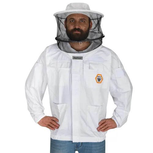 Vista 10 de BP-101 - Chaquetas de apicultura con velo de esgrima de algodón transpirable, traje de apicultor de protección total para profesionales