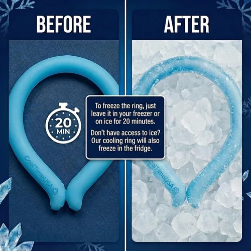 Vista 3 de CoolTimeUSA Tubo Refrescante para el Cuello Envolturas Refrescantes para el Cuello Usables para el Calor del Verano Paquete de Frío de Manos Azul