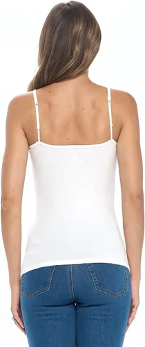Vista 6 de Camisola sin mangas para mujer de Natural Uniforms - Algodón elástico transpirable Blanco