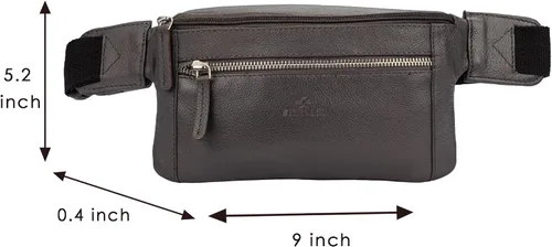 Vista 2 de FINELAER Riñonera de cuero con bolsillos con cremallera, ajuste ajustable, diseño elegante, Gris, Riñonera de senderismo
