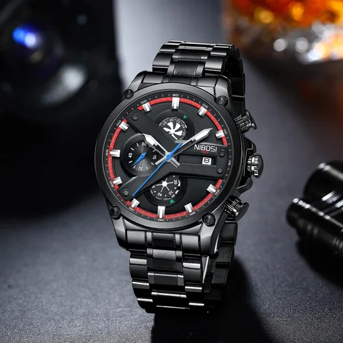Vista 4 de NIBOSI Men's Watches Analog Quartz Military Chronography Business Watches for Men Waterproof Sport Stainless Steel Wrist Watch Date