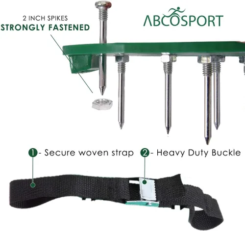 Vista 7 de Abco Tech Zapatos aireadores de césped para césped, herramienta de aireación de patio con 3 correas ajustables y hebillas de metal de alta