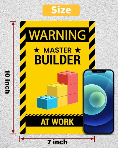 Vista 7 de 2 calcomanías para decoración de pared, diseño de maestro constructor en el trabajo, ladrillos de construcción de vinilo para puerta y habitación