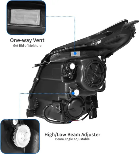 Vista 4 de DWVO Conjunto de faros delanteros compatible con Cadillac SRX 10 11 12 14 2014 2015 2016 Cadillac SRX 10 11 12 13 14 15 16 OE proyector delantero