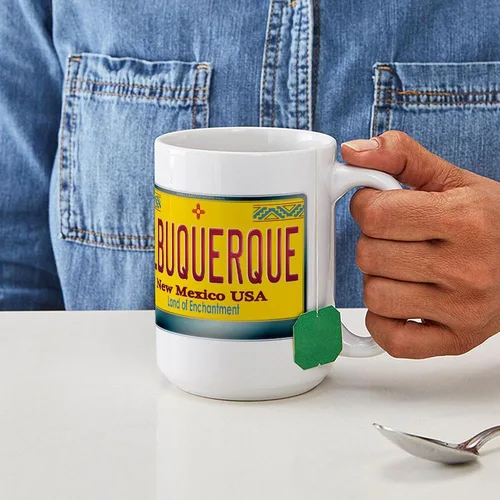Vista 7 de CafePress ALBUQUERQUE New Mexico - Taza grande para placa de matrícula de 15 oz (15.0 fl oz)