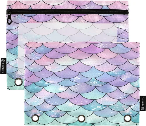 Vista 18 de Gredecor Estuche para lápices con 3 anillas, diseño de vaca rosa abstracta, con cremallera, 2 unidades, organizador de carpetas transparentes