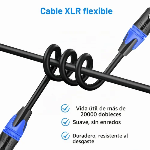 Vista 5 de Paquete de 4 cables XLR de 3 pies, cable de micrófono macho a hembra