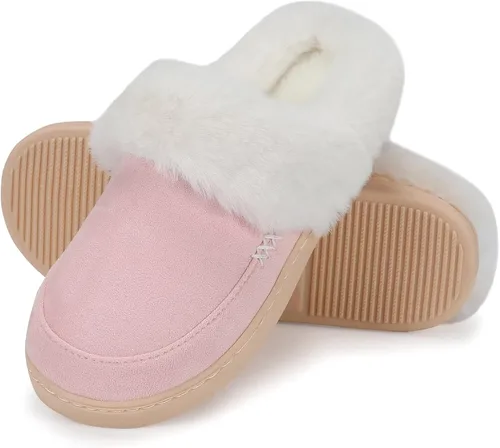 Vista 9 de NineCiFun Pantuflas de casa de gamuza para mujer y hombre, pantuflas mullidas con forro de piel sintética para interiores y exteriores, zapatos